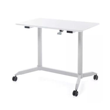 Imagem de LICONG-2020 Mesa de computador móvel, rolo de mesa de computador, trabalho móvel em casa com elevação e queda de pressão de ar, capaz de sentar e ficar em pé, mesa de escritório, mesa de computador