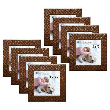 Imagem de Kit 8 Molduras Porta Retrato 15x15 3cm Relevo Marrom - Santamaria Mold