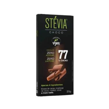 Imagem de CHOCOLATE AMARGO VEGANO SAUDÁVEL 77 CACAU STEVIACHOCO 20g