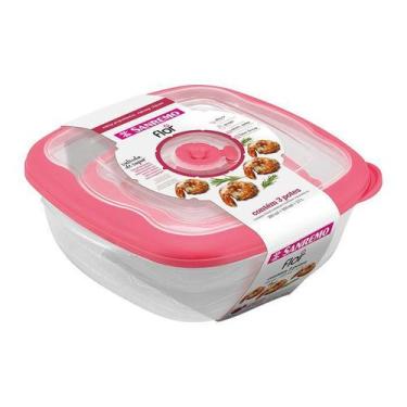 Imagem de Conjunto 3 Potes Herméticos Porta Alimentos Geladeira Cozinha Flor - 7