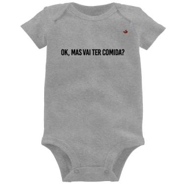 Imagem de Body Bebê Ok, mas vai ter comida - Foca na Moda, Cinza, GG