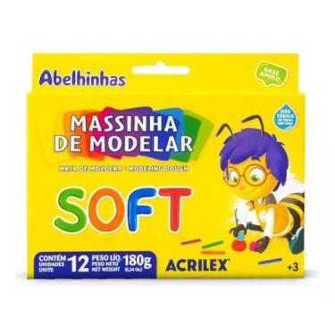 Imagem de Massinha de modelar Soft Acrilex 180g com 12 cores