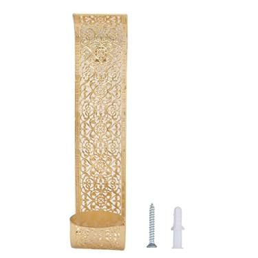 Imagem de Prateleiras Solução de parede Candelador de velas Gold Hollow esculpido Detalhes requintados Detalhes de parede de metal quartos do vela de parede de metal