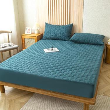 Imagem de Protetor de Colchão Impermeável Acolchoado Capa de Colchão Simples Cor Sólida Queen King Size Lençol de Colchão Respirável Decoração de Quarto, Lavável na Máquina-Verde-1||Queen: 150x200 cm (1 peça)