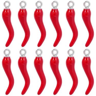 Imagem de SUNNYCLUE 1 caixa com 30 berloques de pimenta vermelha, amuleto de pimenta, liga esmaltada, chifre italiano, pimentão, picante, legumes quentes, pingentes com anel de prata para fazer joias, brincos,