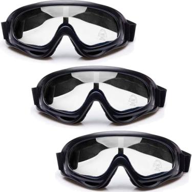 Imagem de Eyeglasstor Pacote com 3 óculos de segurança para crianças, óculos de esqui para crianças pequenas, óculos de proteção UV400, óculos de neve compatíveis com armas Nerf Blasters de espuma, adolescentes