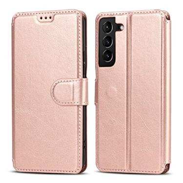 Imagem de QLTYPRI Capa para Samsung Galaxy A16 4G/5G Premium PU Leather Simple Wallet Case [Slots para cartões] [Suporte] [Fecho magnético] Capa flip à prova de choque para Samsung Galaxy A16 4G/5G - ouro rosa