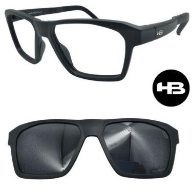 Imagem de Óculos Hb Armação Preto Fosco 0401 0243 com 1 clipon cinza, Preto fosc