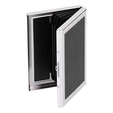 Imagem de Suporte Escondido Aço Inoxidável do Forro do PVC do Projeto do Botão do Caso 6 Entalhes do Cartão do Crédito (Preto)