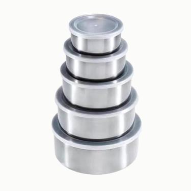 Imagem de Conjunto De Potes Tijelas Para Alimentos Inox Jogo 5 Peças - Wincy