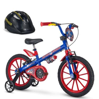 Imagem de Bicicleta Capitão América Marvel Aro 16 Nathor com Capacete Preto