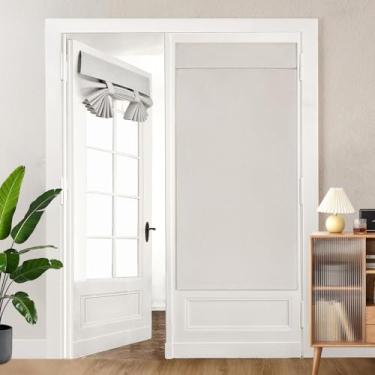 Imagem de Cortinas de porta francesas 100% blackout texturizadas de linho cortinas de janela de porta com isolamento térmico cortinas com a mesma cor e textura em ambos os lados para qualquer cômodo L 66 x C