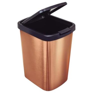 Imagem de Lixeira 9 litros com tampa click sortida inox vermelho rose - Arqplast