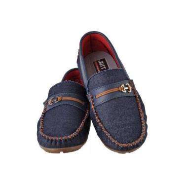 Imagem de Sapato Mocassim Infantil Menino Social Confortável Leve Macio Cor Jean
