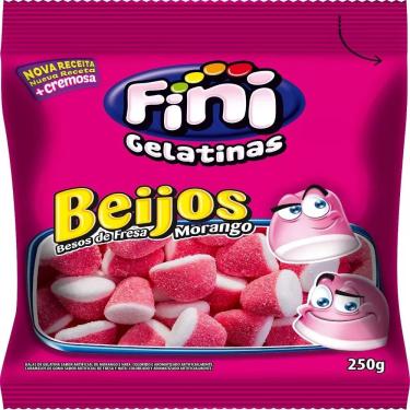 Imagem de Bala Gelatina Beijos Morango 250g Fini
