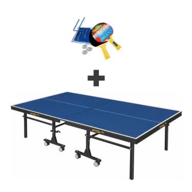 Imagem de Mesa de ping pong mdf 25mm 1008 klopf c/ rodas + Kit Completo 5031