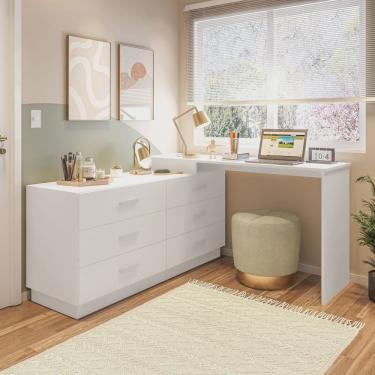 Imagem de Cômoda com Escrivaninha em L com 6 Gavetas Leonie Yescasa