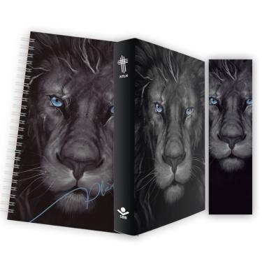 Imagem de Kit Leão Grafite - Planner + Bíblia Capa Dura ntlh + Marca Página