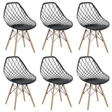 Imagem de Conjunto 6 Cadeiras Clarice Cloe Kaila Madeira Movescan Preta