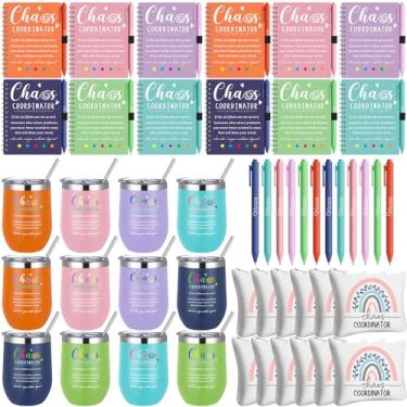 Imagem de Sieral 48 peças, presentes de coordenador de caos para mulheres, presente de agradecimento, agradecimento, copo de aço inoxidável a granel com tampa, caderno espiral com caneta adesiva, bolsa de