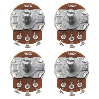 Imagem de DIAO79NI Potenciômetro de guitarra de eixo dividido de 18 mm A500K – Controle de volume/tom, para Squier/Epiphone/Ibanez (conjunto de 4)