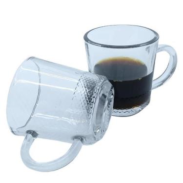 Imagem de Xicara Vidro Transparente Café Chá Cappuccino Com Alça Messina 90ml - 