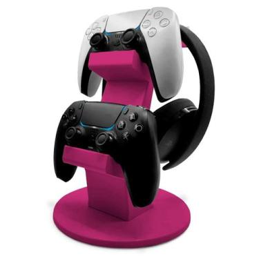 Imagem de Suporte de Controles e Headset PS5 Vertical - 3D Think BR, Rosa Intens