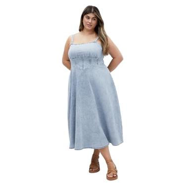 Imagem de City Chic Vestido feminino plus size - Espartilho jeans, Jeans claro, 54