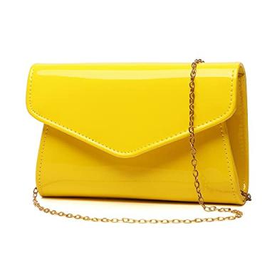 Imagem de Bolsa feminina de couro envernizado, bolsa de ombro tiracolo elegante para festa de casamento, baile de formatura, Amarelo 916, standard