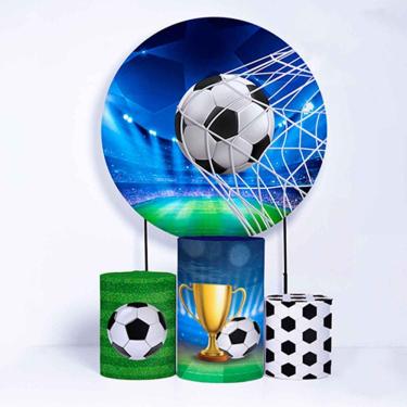 Imagem de Kit Painel de Festa Redondo de 1,30m e Trio de Cilindros Futebol- Fera Print