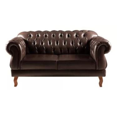 Imagem de Sofá Chesterfield 2 Lugares Duquesa Vintage Retrô Capitonê Couro Marro