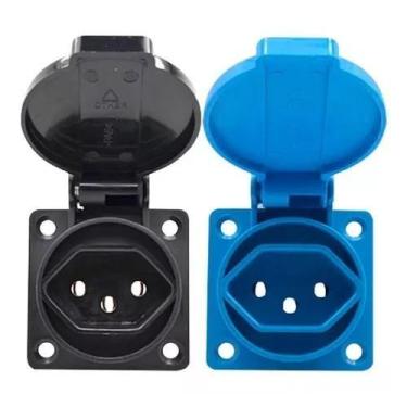 Imagem de Tomada Com Tampa Prova De Água 20A Azul - ENG