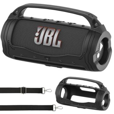 Imagem de Capa de silicone para alto-falante Bluetooth JBL Flip 7 portátil, acessórios para JBL Flip 7 Bold Pro AI Sound Bluetooth Speaker Capa protetora com alça de silicone (preto)