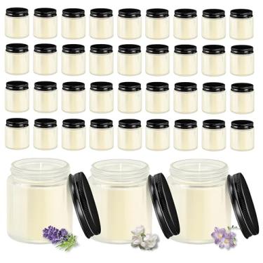 Imagem de ACITHGL 36 velas pequenas perfumadas de 118 ml, pequenas velas perfumadas, aromaterapia, lembrancinhas ideais para festa de aniversário de casamento (frésia, lavanda, jasmim, preto)