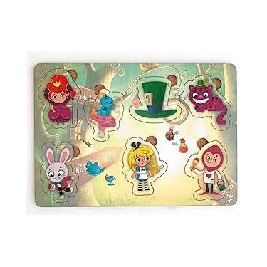 Imagem de Brinquedo Educativo Jogo Quebra Cabeça Infantil Em Madeira Alice Pais das Maravilhas - Mega Impress