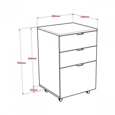 Imagem de Home Office Industrial 3 Peças 1 Escrivaninha 1 Estante e 1 Gaveteiro Kuadra Carvalho Dark