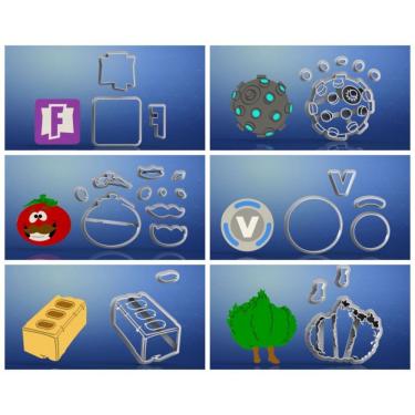 Imagem de Cortador Kit Fortnite 6 Modelos Mod 3 Tamanho 5Cm