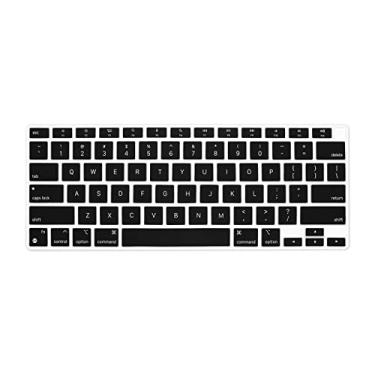 Imagem de Capa de teclado de silicone coreana para MacBook Air 33.8 cm 33.0 cm 2020 com processador M1 (modelo A2337) Touch ID compatível com MacBook Air 13 A2179 película protetora de teclado (preto)