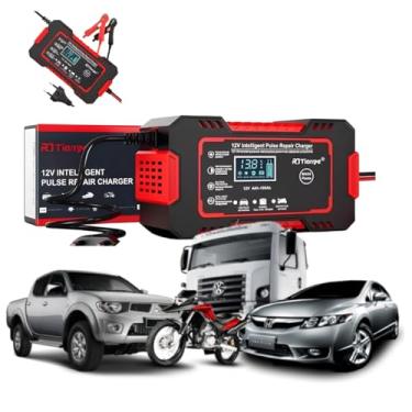 Imagem de Carregador de Bateria 12v Inteligente Para Carro, Moto, Caminhao – Bivolt com Proteção Contra Super Aquecimento, Sobrecarga Curto Cirquito - Linha Premium 4h até 100ah portátil.