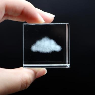 Imagem de K9 Vidro 3D Nuvem Peso de Papel Cubo Cristal Arte de Ornamentos Gravação para Casa Feng Shui Decoração Nuvem 1