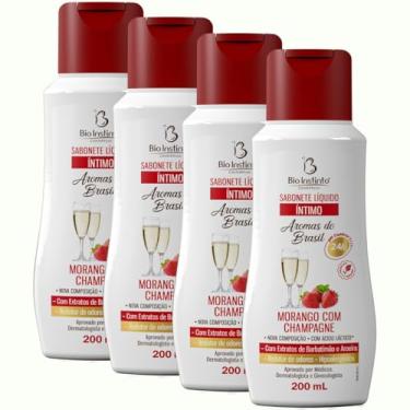 Imagem de 4 UNDs Sabonete Íntimo Líquido Morango com Champagne 200ml Bio Instinto (c/Extrato de Barbatimão e Aroeira)