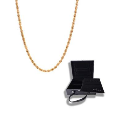 Imagem de Cordão Rommanel Banhado Ouro Baiano 50cm Brinde Maleta