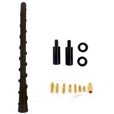 Imagem de Antena curta para carro, antena de rádio automática de alumínio de fibra de carbono de 17,8 cm para recepção AM/FM, antena de substituição universal para carro com 9 adaptadores, 2 parafusos, 2 anéis