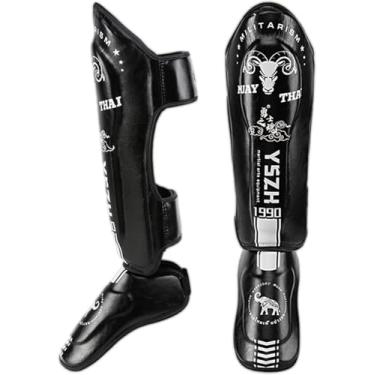 Imagem de Protetores De Perna Shi Guards Mma Para Kickboxig Muay Thai Karate Artes Marciais Taekwodo & Kick Boxig, Protetor De Sparrig Para Pé, White, L