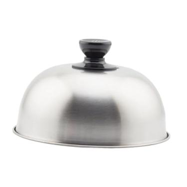 Imagem de WeiLaiKeQi Tampa para hambúrguer, cúpula de derretimento de queijo, tampa de grelha de aço inoxidável com alça, ferramenta redonda para churrasco, cobertura de, 17cm