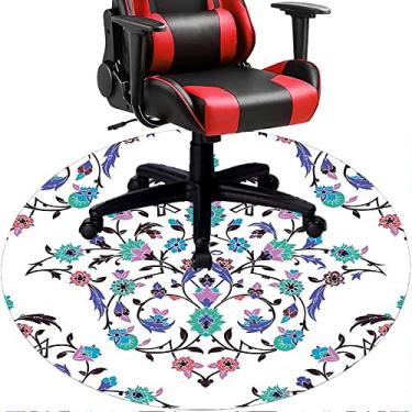 Imagem de Tapete de cadeira de escritório com flores, textura de flor, tapete de cadeira de mesa para piso de madeira de escritório doméstico, protetor de piso de pilha baixa multiuso, redondo, 99 cm