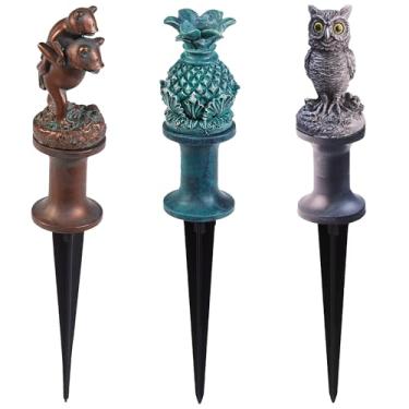 Imagem de Guia de mangueira de jardim com 3 peças, guia de rolo de mangueira de metal, revestimento à prova de ferrugem, ferramentas antigas para quintal, suporte de rolo de mangueira de gramado (estilo B)