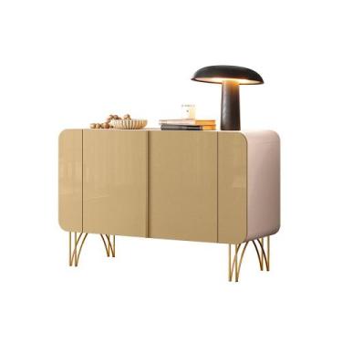 Imagem de Buffet Decorativo Bambino MDP/MDF Sala de Estar Pés em Aço Off White/C