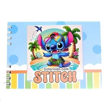 Imagem de Livro De Colorir Stitch Capa Dura 50 Folha A5 180g com laminação brilhante perfeito para aliviar o estresse e relaxar.com o acetato incluso para proteger as páginas durante a pintura.