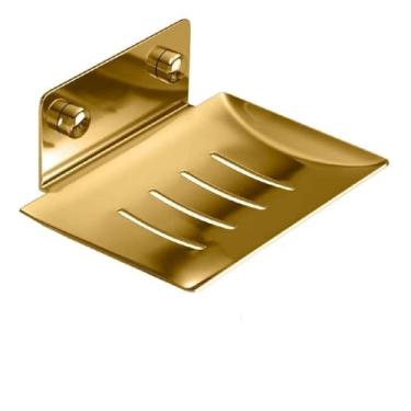 Imagem de Saboneteira Dourada Banheiro Porta Sabonete Luxo Inox 304